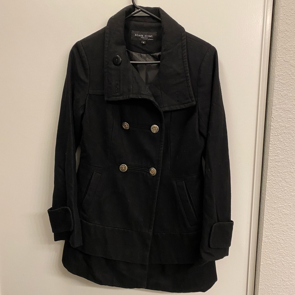 Black Rivet peacoat color black size S